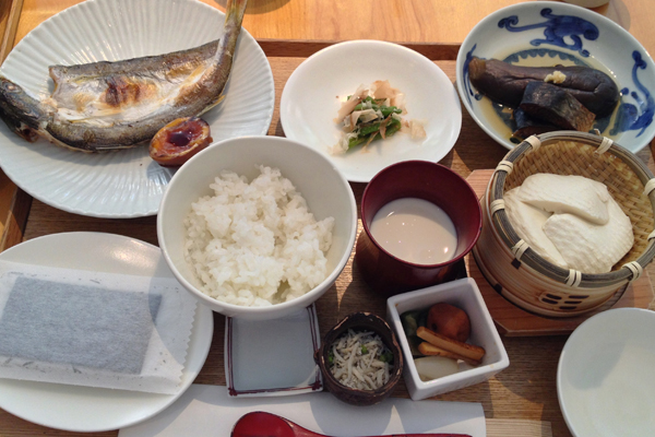 Japanese breakfast at Touzan (beware the gluten-ful elements)