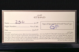Etihad Airways gluten-free meal